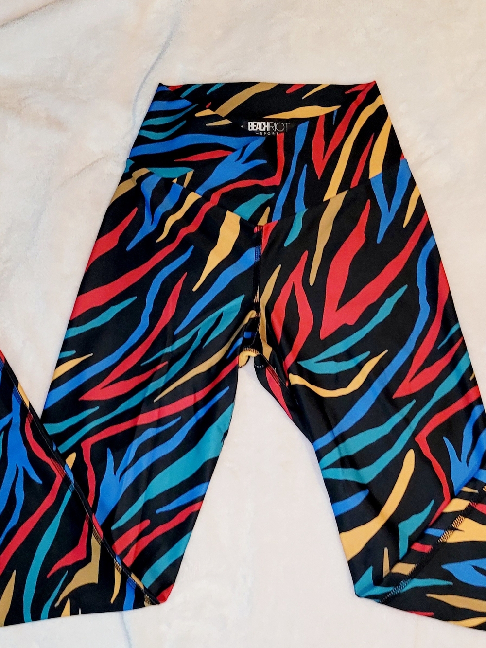 Beach Riot V-cut Front Black Multicolor Zebra Stripe Leggings